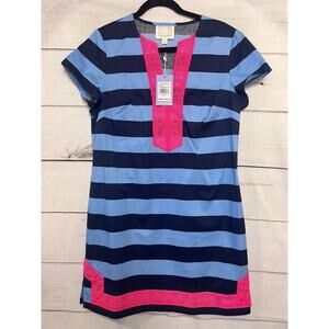 Sail to Sable Blue and Pink Striped Midi Dress